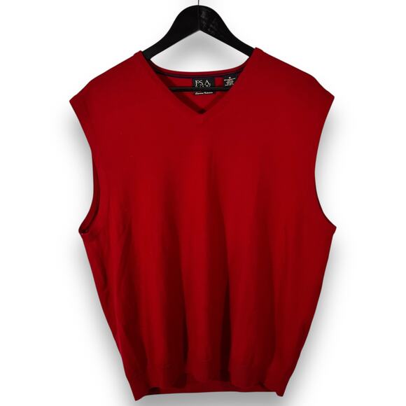 Jos A Bank Merino Wool Sweater Vest Preppy Red V Neck Classic Fit Size M - Picture 3 of 10